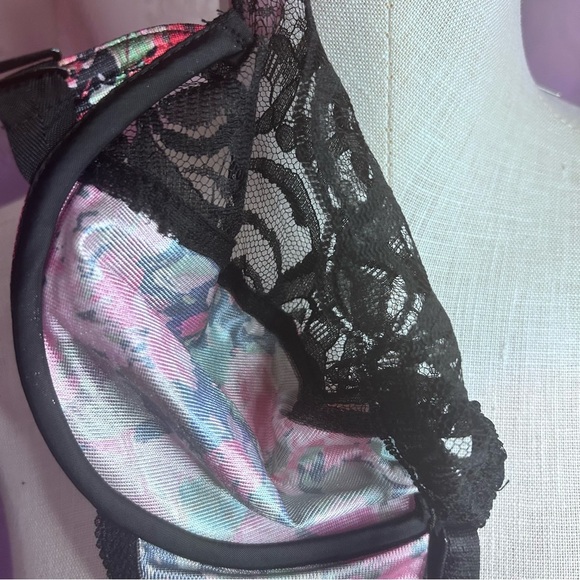 Floral Lace Underwire Bra - Black and Pink Sopre Bra 38C new nwt - Picture 6 of 7